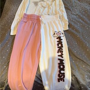 Disney Mickey Mouse XS Long Sleeve Shirt and Sweatpants